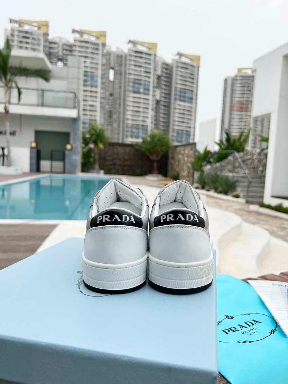 Prada District Perforated Leather Sneakers Grey 1E790M3Lj6F0A4Cf030 view 6