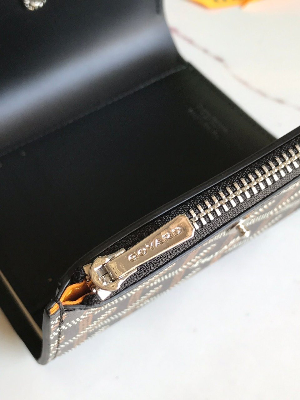 Goyard Saint-Gabriel Wallet 12 Cm Black Calfskin And Goyardine Canvas view 6