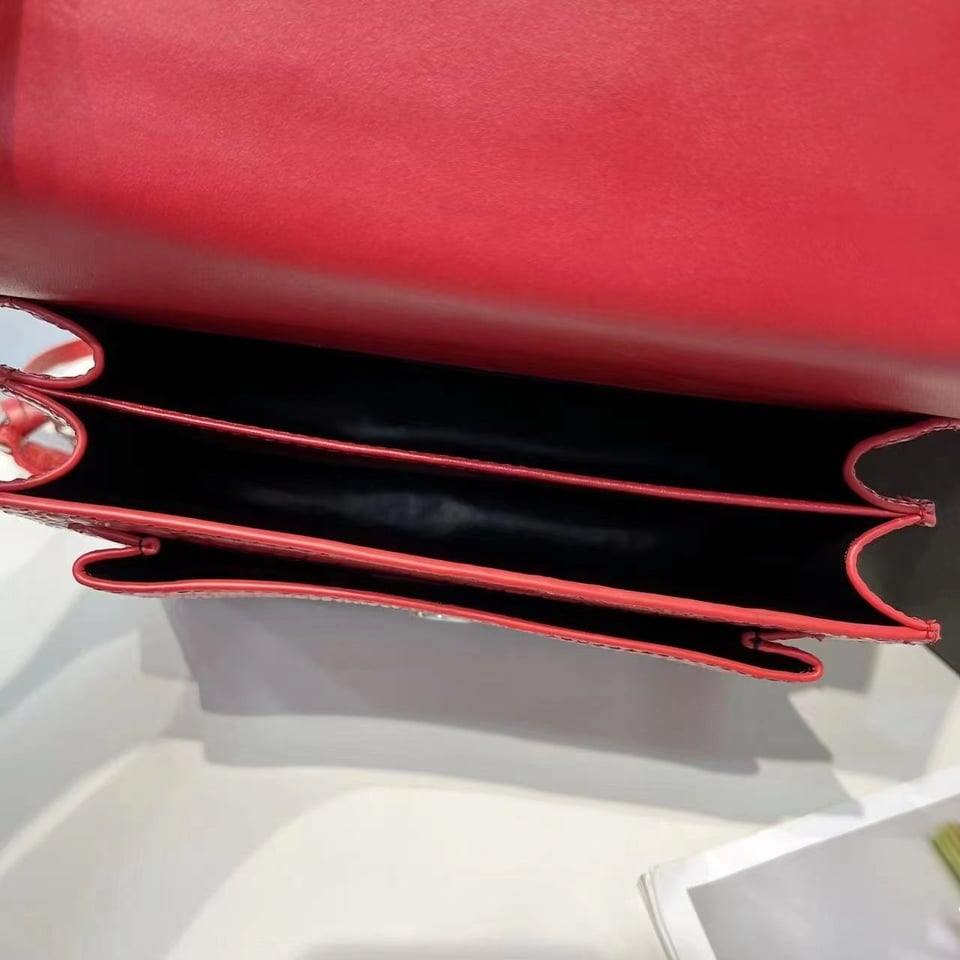 Saint Laurent Sunset Embossed Leather Bag Red view 6