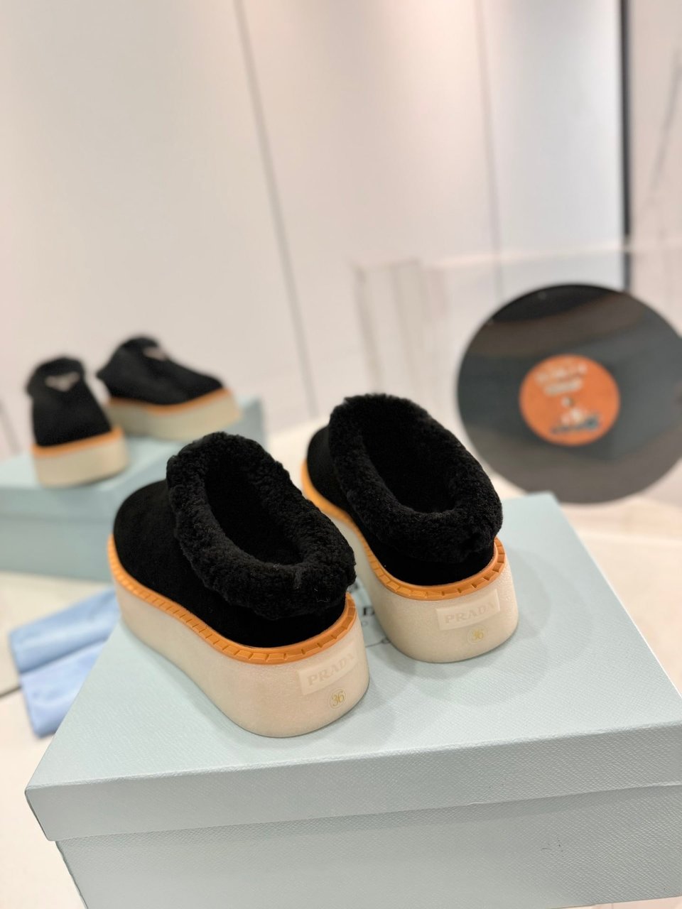 Prada Suede Mules Black view 9