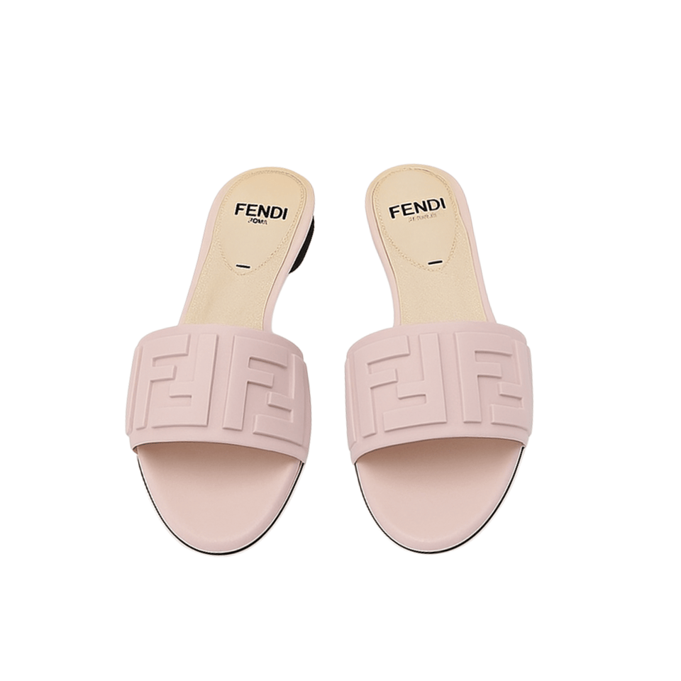Fendi Silk Cowhide Slippers Light Pink view 2