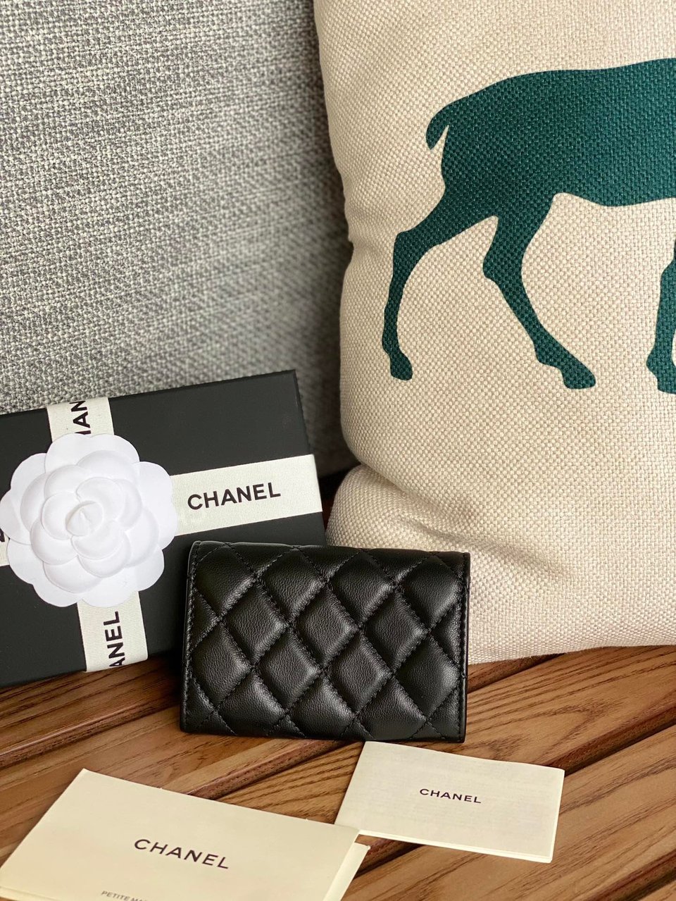 Chanel Small Wallet 11Cm Black Lambskin Silver Hardware view 4