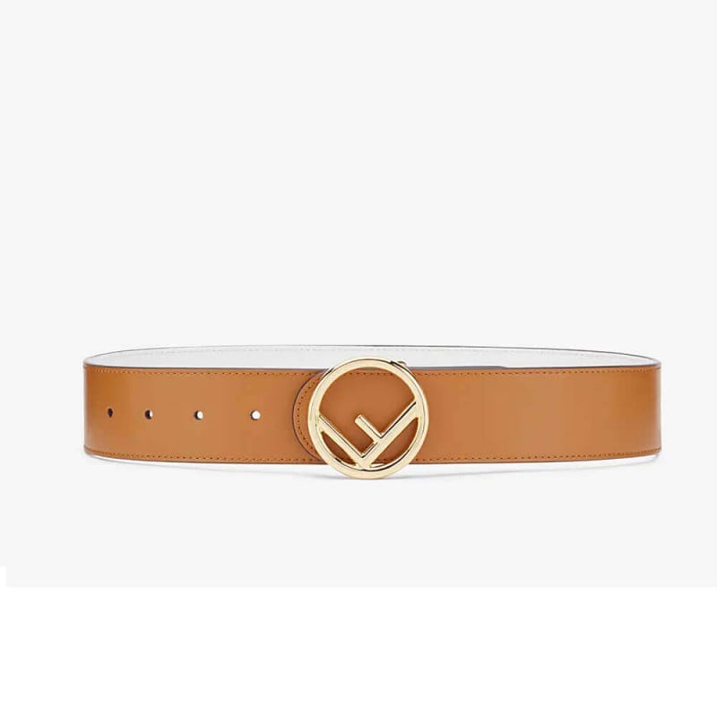 Fendi Reversible 40mm Round Buckle Belt 8C0579 Brown / White