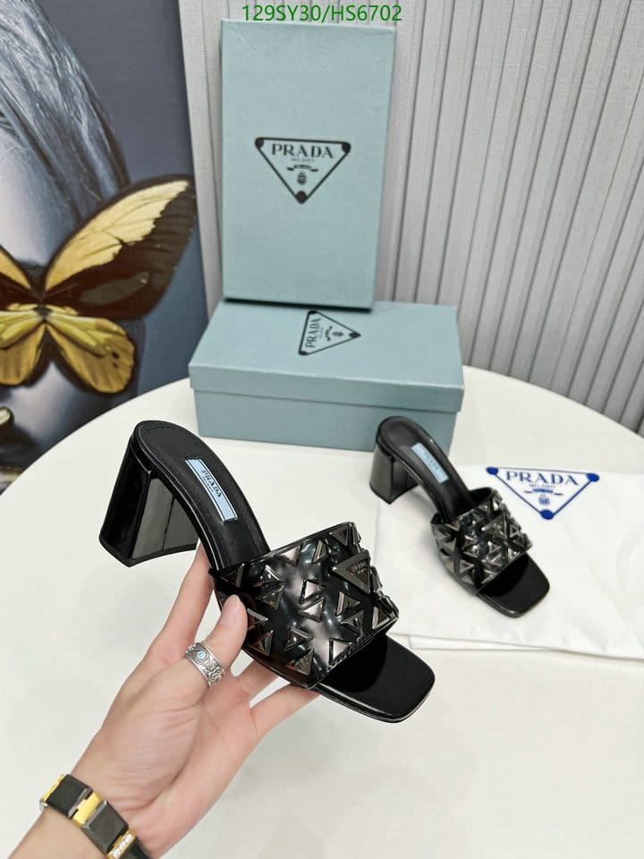 Prada Studded Metallic Leather Mules Black view 6