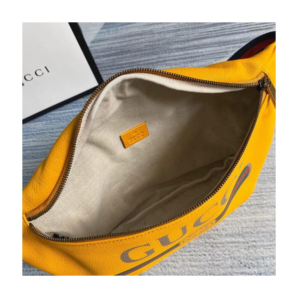 Gucci Print Leather Belt Bag Yellow view 10