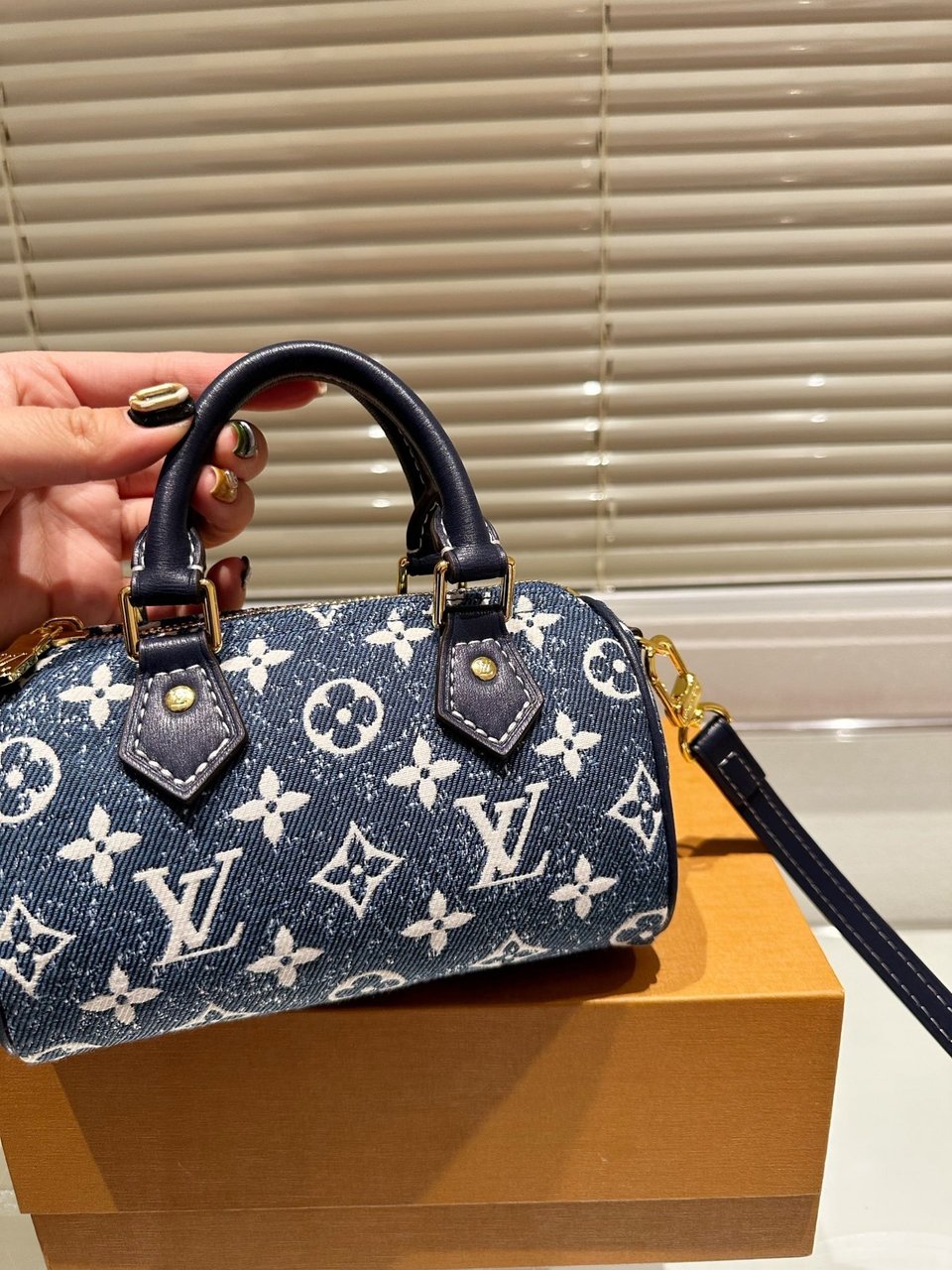 Louis Vuitton Nano Speedy Denim Blue Bag 17Cm M81168 view 6