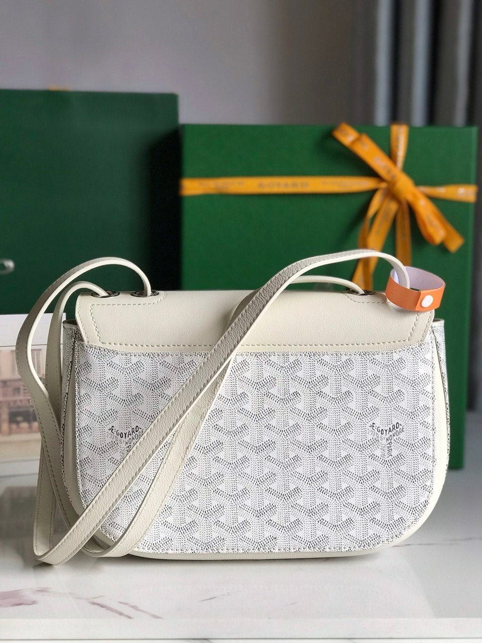 Goyard 233 Bag 25 Cm White Calfskin And Goyardine Canvas 25cm view 10