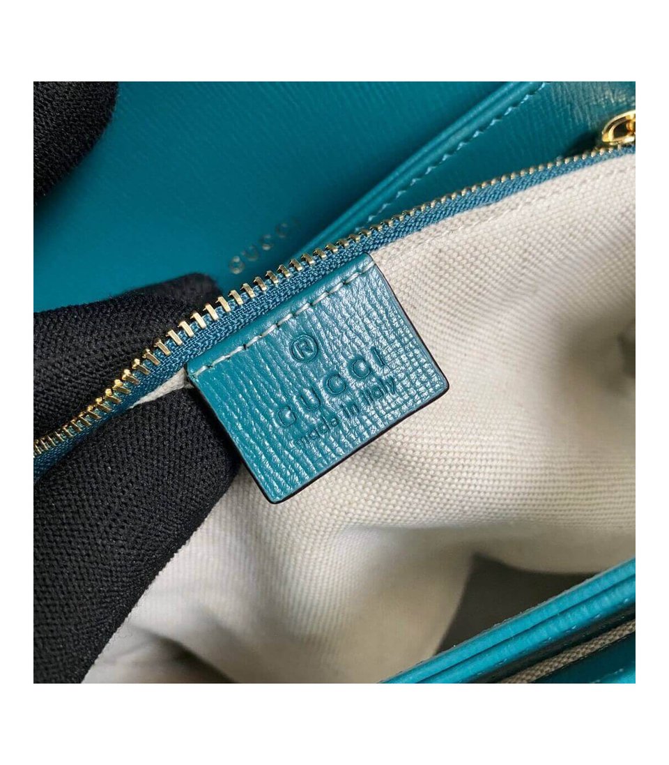 Gucci Horsebit 1955 Small Shoulder Bag Blue and Green Leather view 12