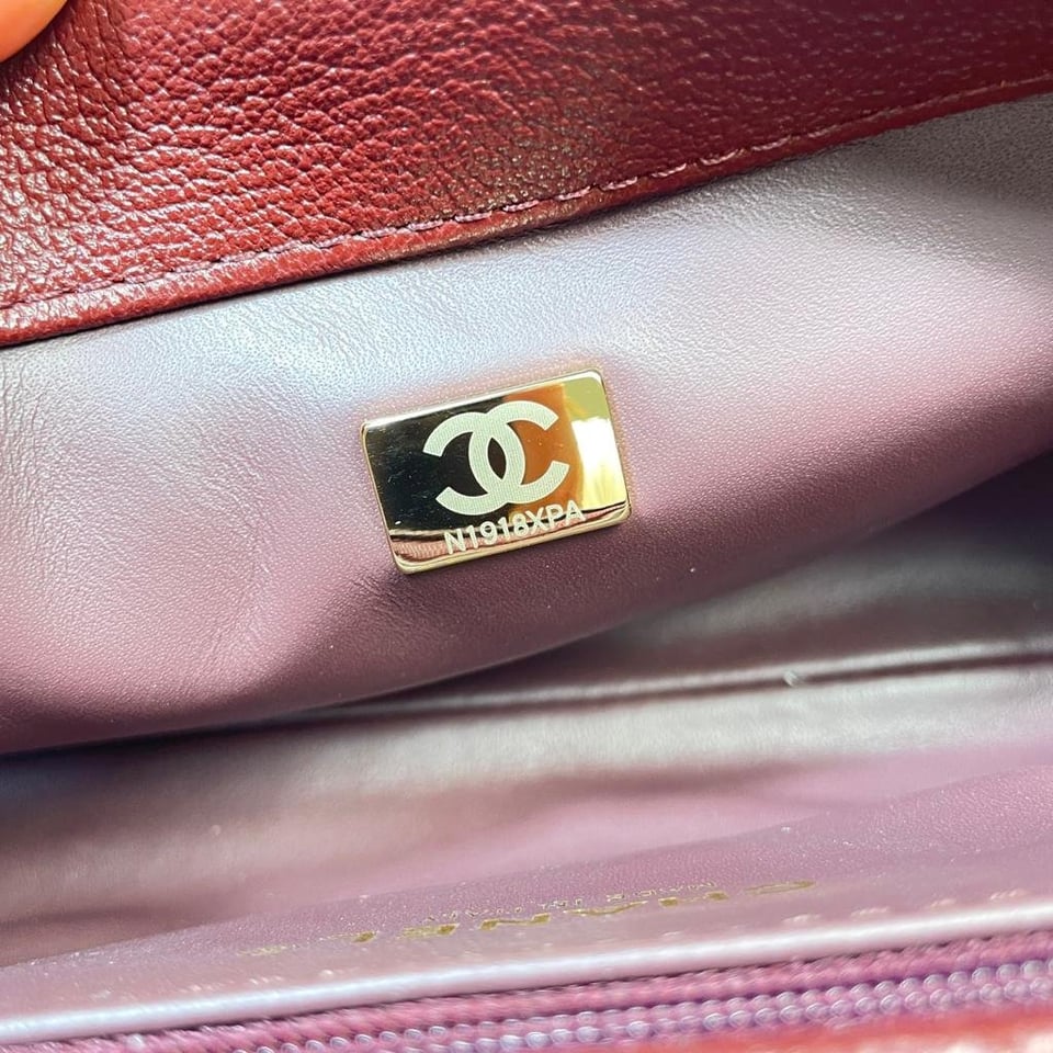 Chanel Maxi Flap Bag With Top Handle 31cm/12.2in Red AS6091 view 5