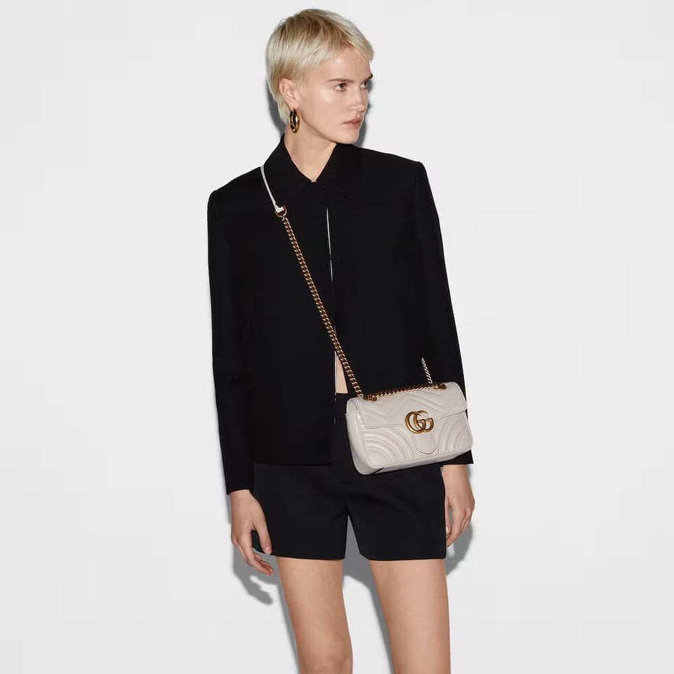 Gucci GG Marmont Matelasse Mini Bag Light Grey view 4