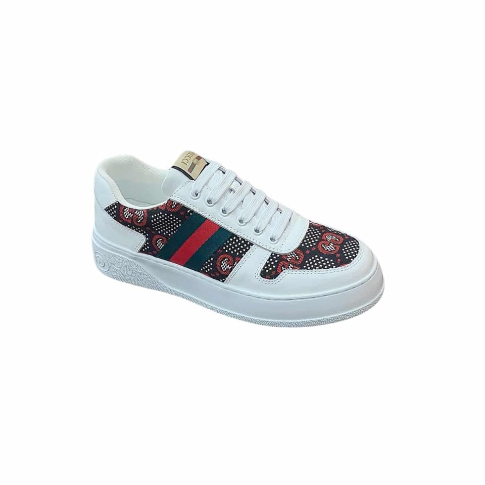 Gucci Screener Gg High Top Sneaker White With Red Logo view 2
