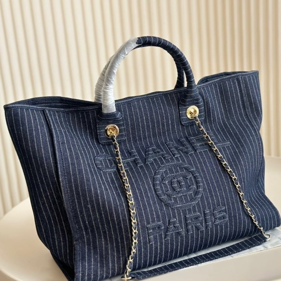 Chanel Shopping Bag Dark Blue 33Cm/13in view 3