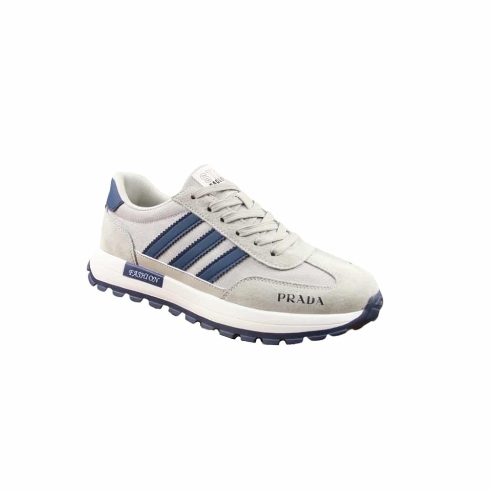 Prada Men?S Sneakers Suede With Stripe Blue view 2