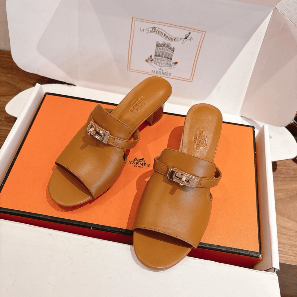Hermes Brown Leather Mules view 5