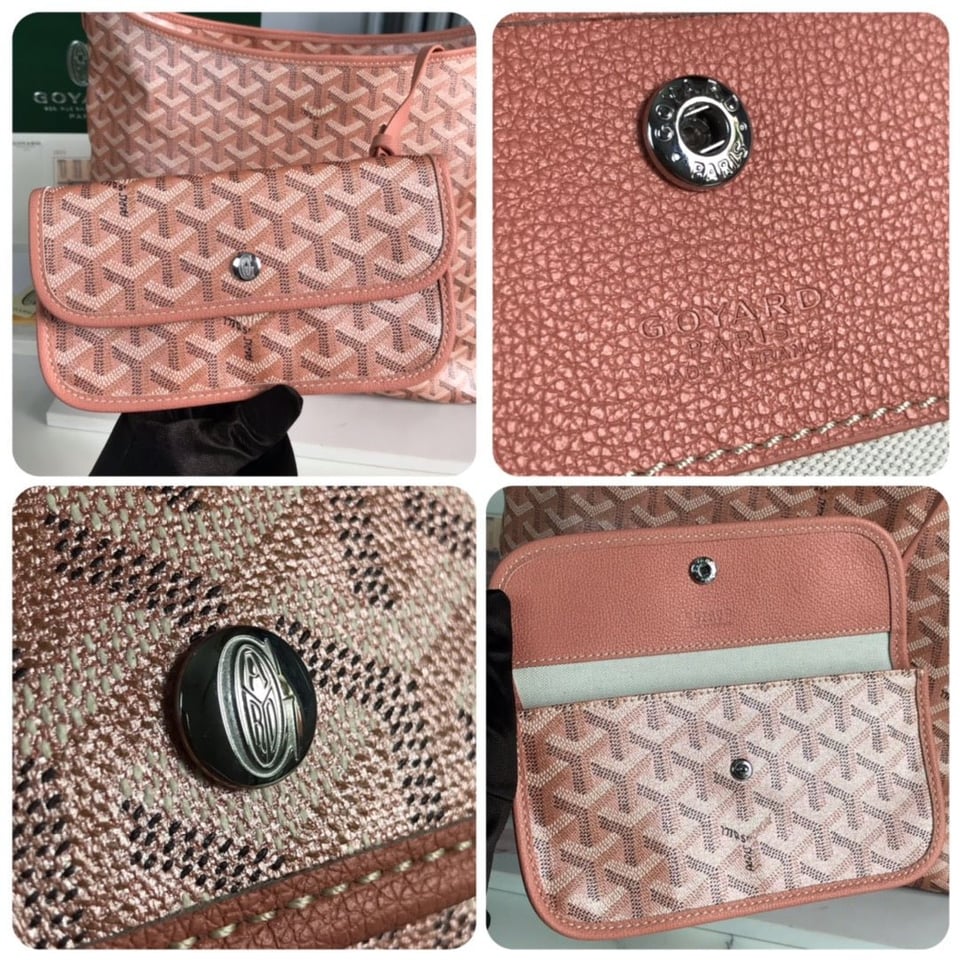 Goyard Bohème Hobo Bag 42Cm Pink Canvas Chevroches Calfskin view 8