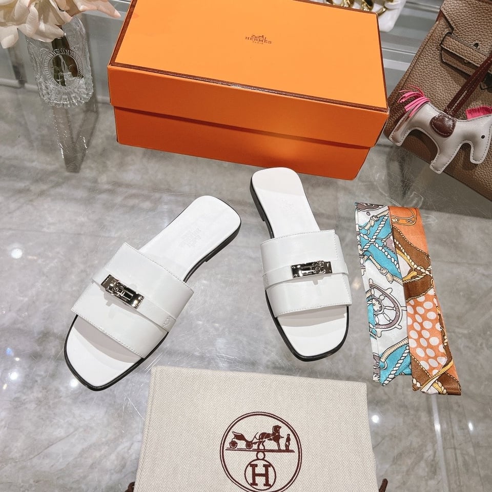 Hermes Giulia Sandal White view 7