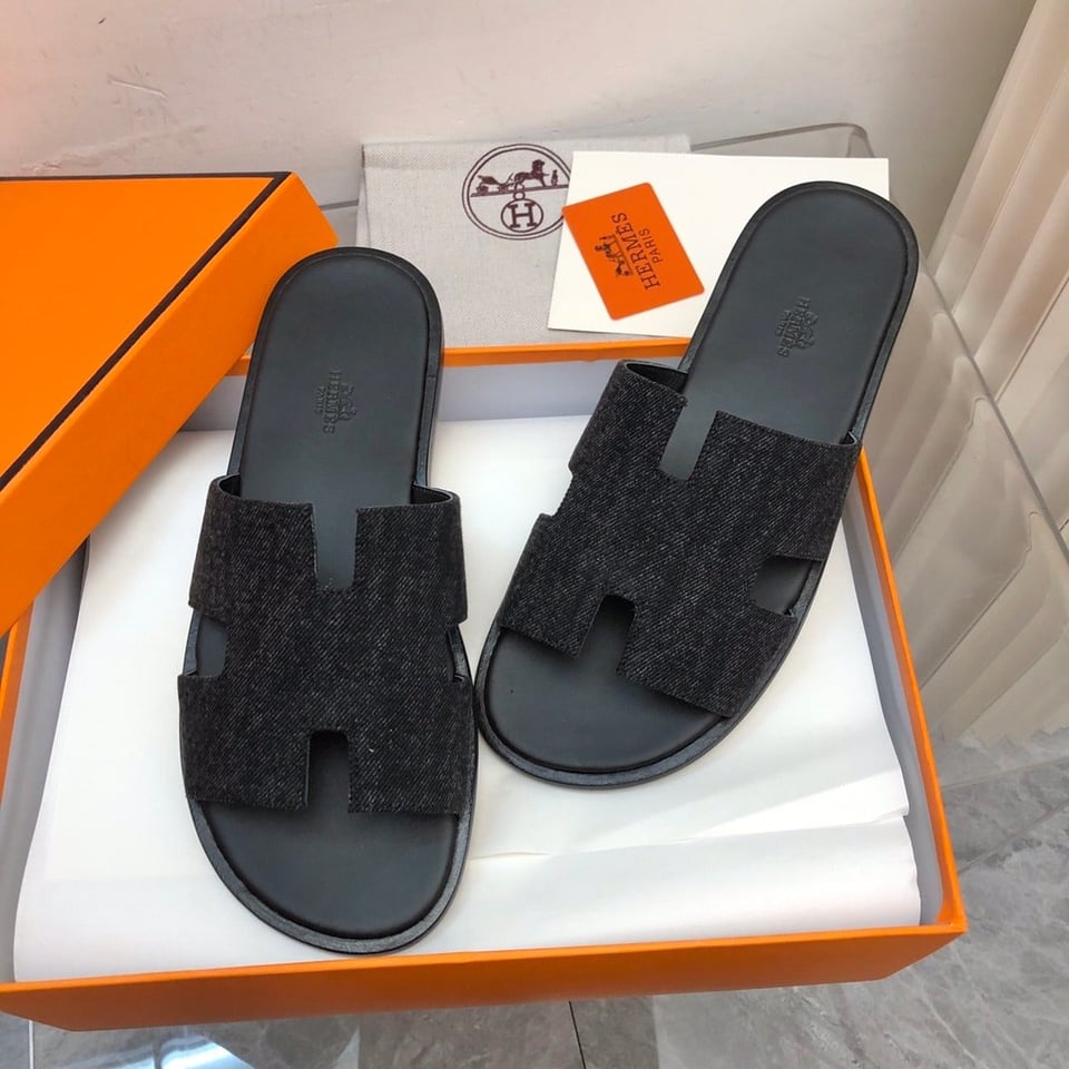 Hermes Izmir Sandal Noir Denim view 5