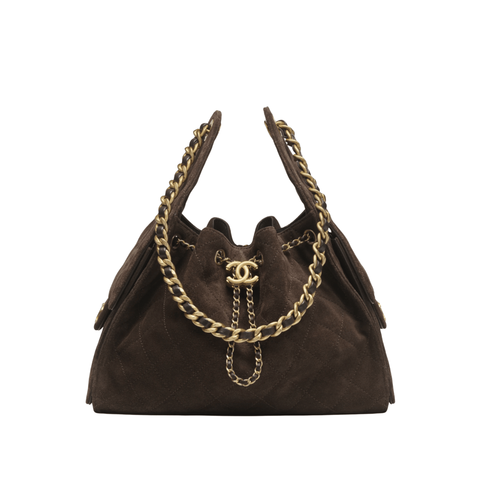 Chanel Suede Calfskin Gold Tone Metal Handbag 30cm/11.8in view 2