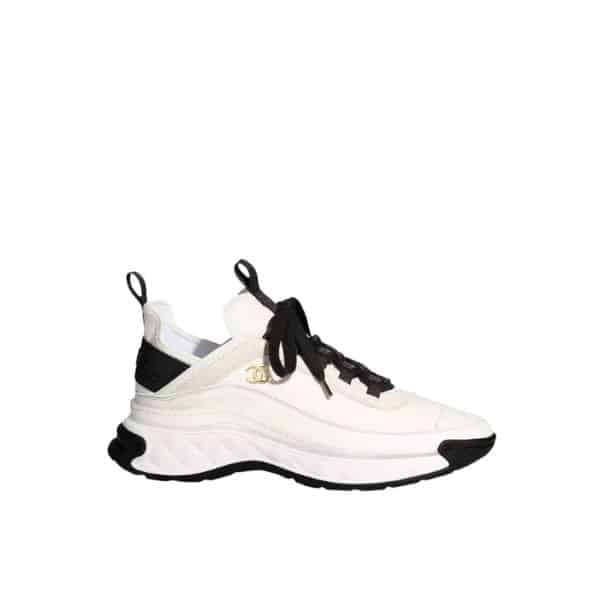 Chanel Velvet Sneakers Ivory And Black G35617 view 2
