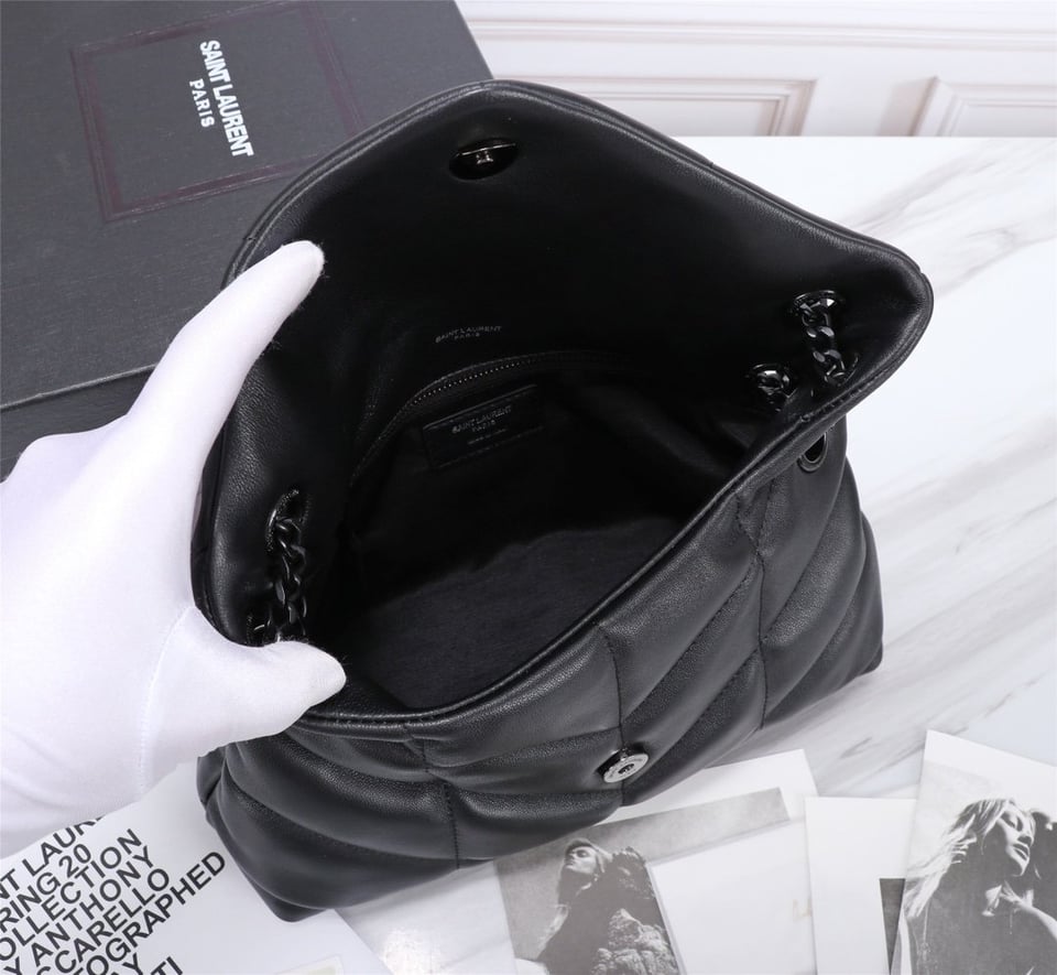 Saint Laurent Puffer Small Chain Bag In Quilted Black Noir view 8