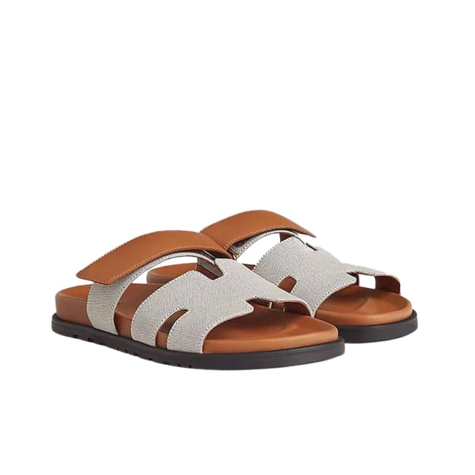 Hermes Chypre Sandal Prunoir Canvas Natural view 2