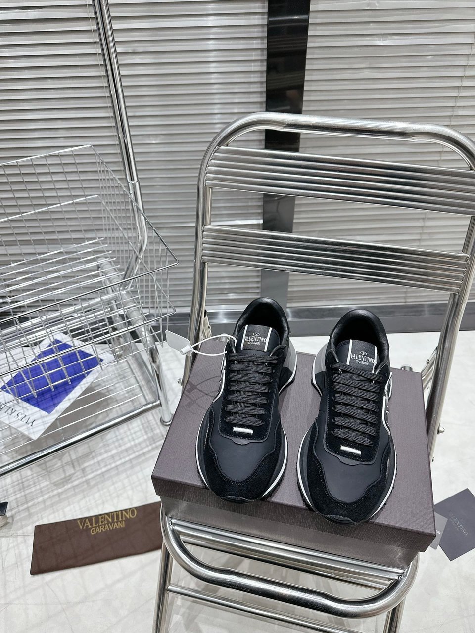 Valentino Lace And Mesh Lacerunner Trainer Black view 6