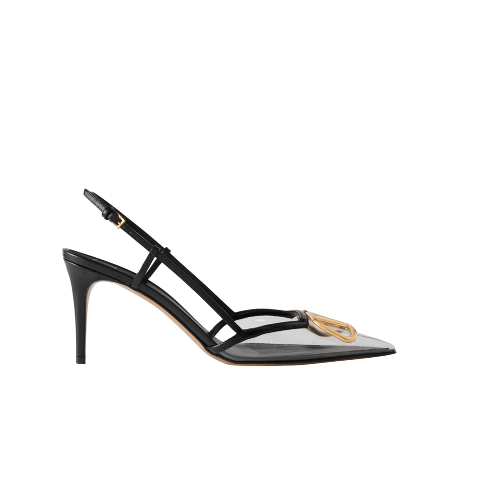 Valentino Garavani Vlogo Pvc And Leather Slingback Pumps Black view 2
