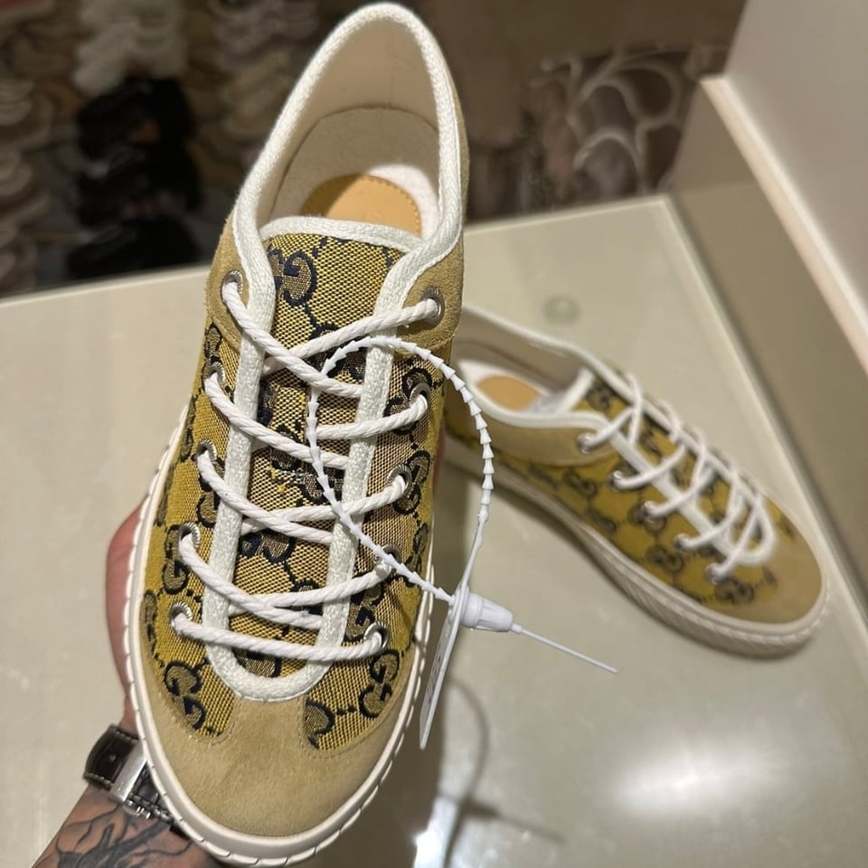 Gucci Gg Sneaker Beige Ebony 738992 Fabqa 9796 view 3