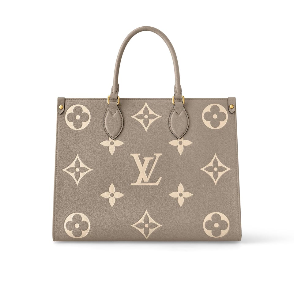 Louis Vuitton Onthego Mm Bicolor Monogram Empreinte Leather Dove/Cream M45494 35cm