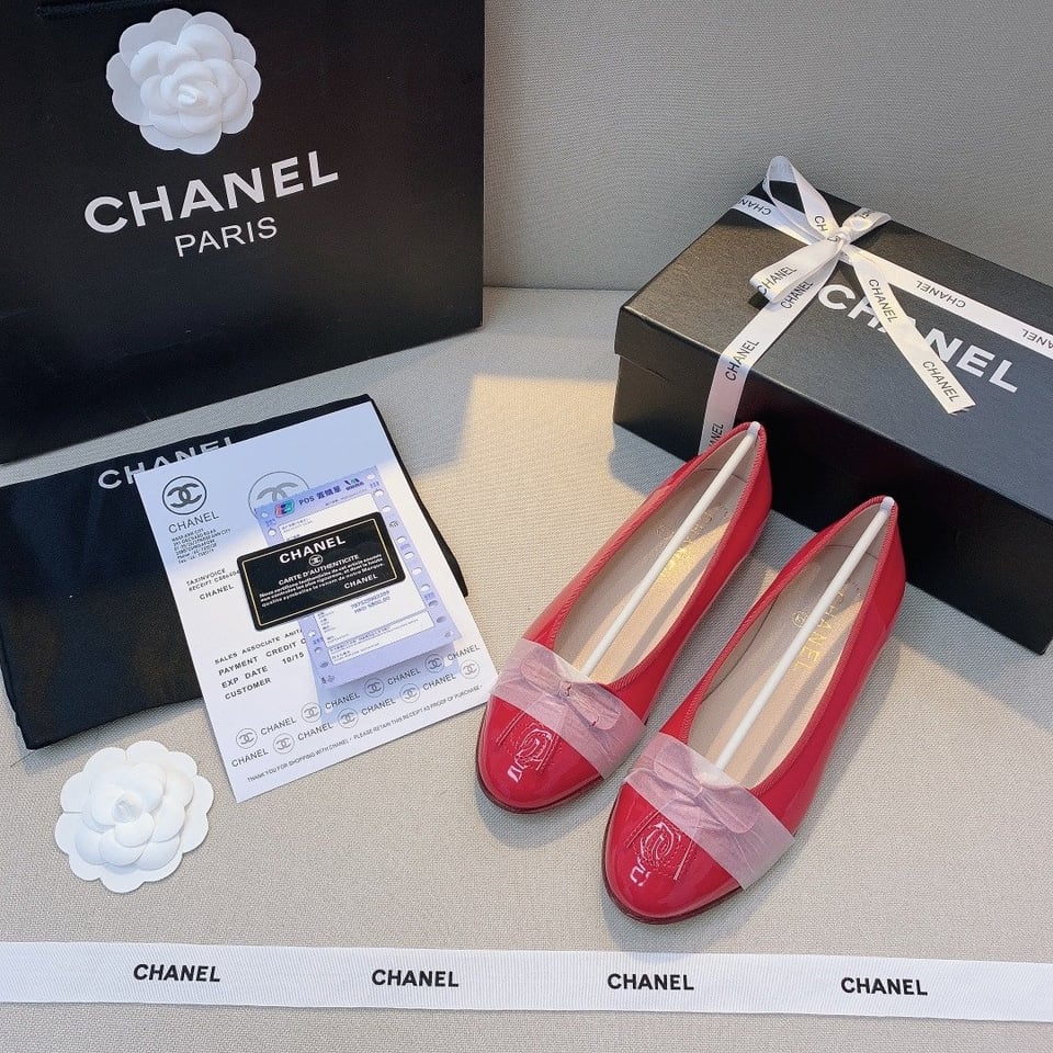 Chanel Red Women’S Ballerinas view 3