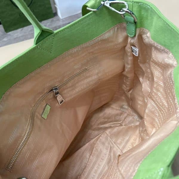 Prada Canvas Tote Bag Fern Green view 6