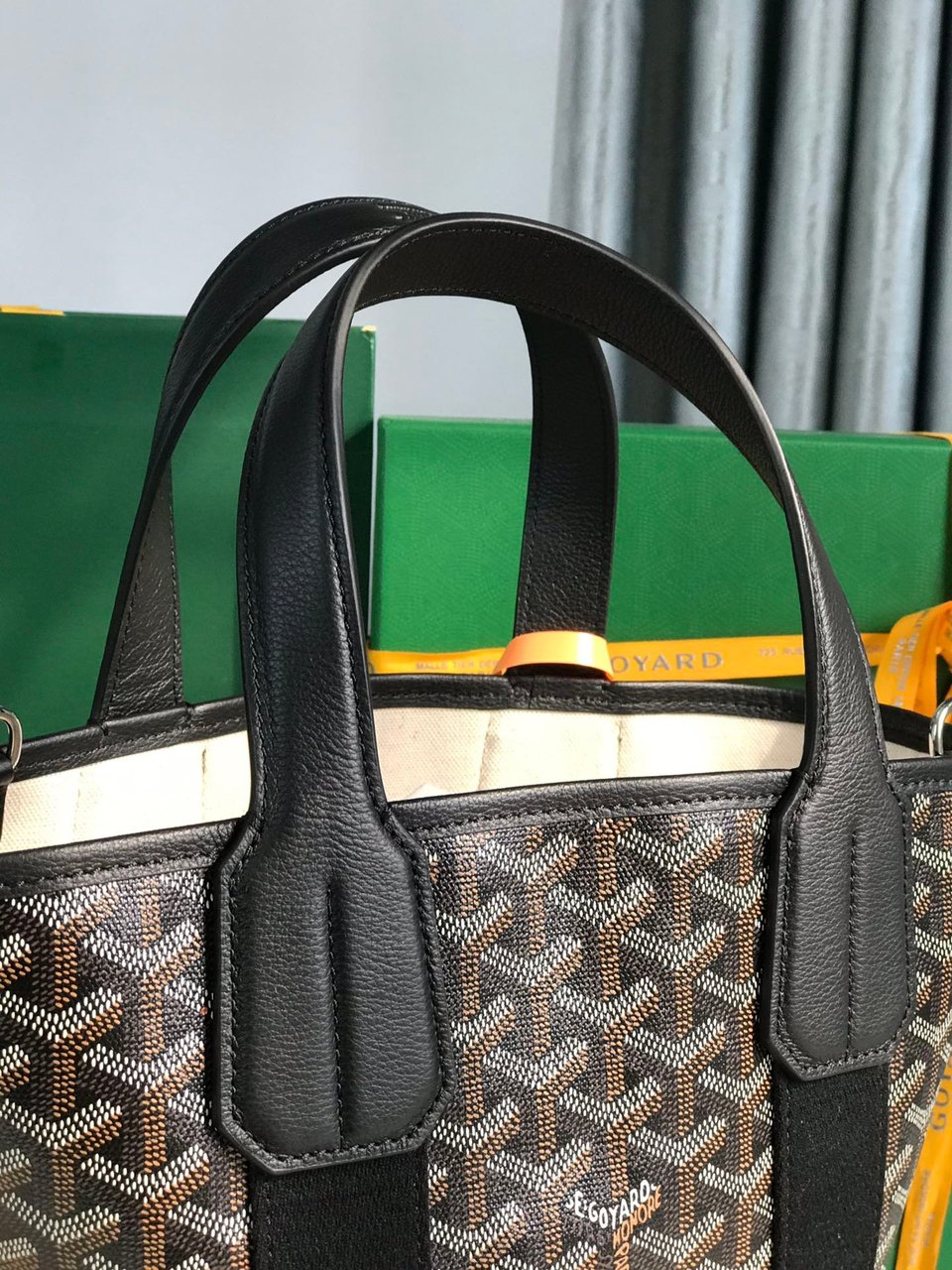 Goyard Small Belharra 24 Cm Black Goyardine Canvas And Lambskin view 3