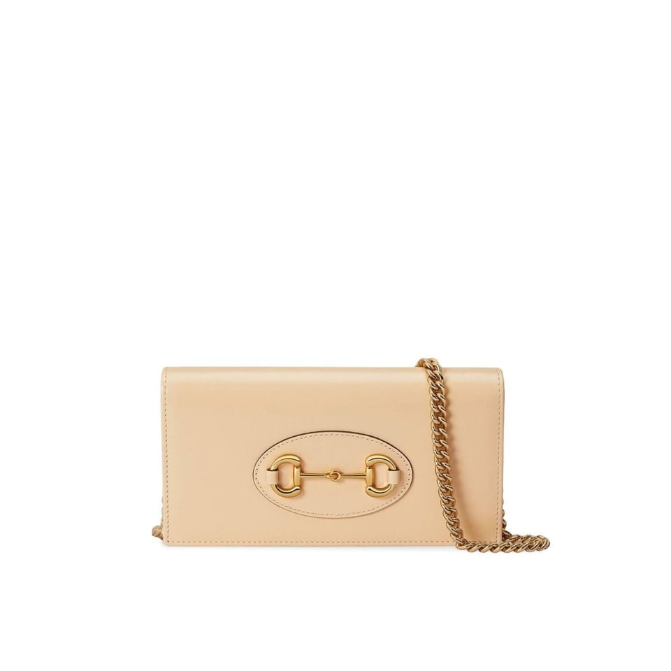 Gucci 1955 Horsebit Wallet With Chain in Beige Leather 19cm view 2