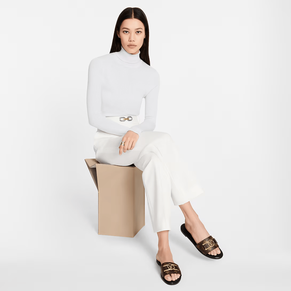 Louis Vuitton Lock It Flat Mules Brown view 3