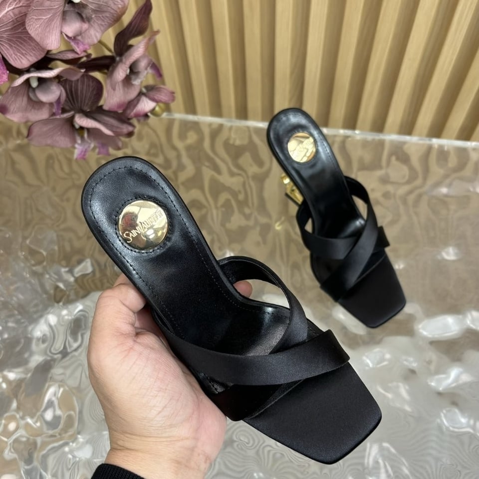 Saint Laurent Opyum Mules In Satin Crepe Black 8189319Qab11000 view 4