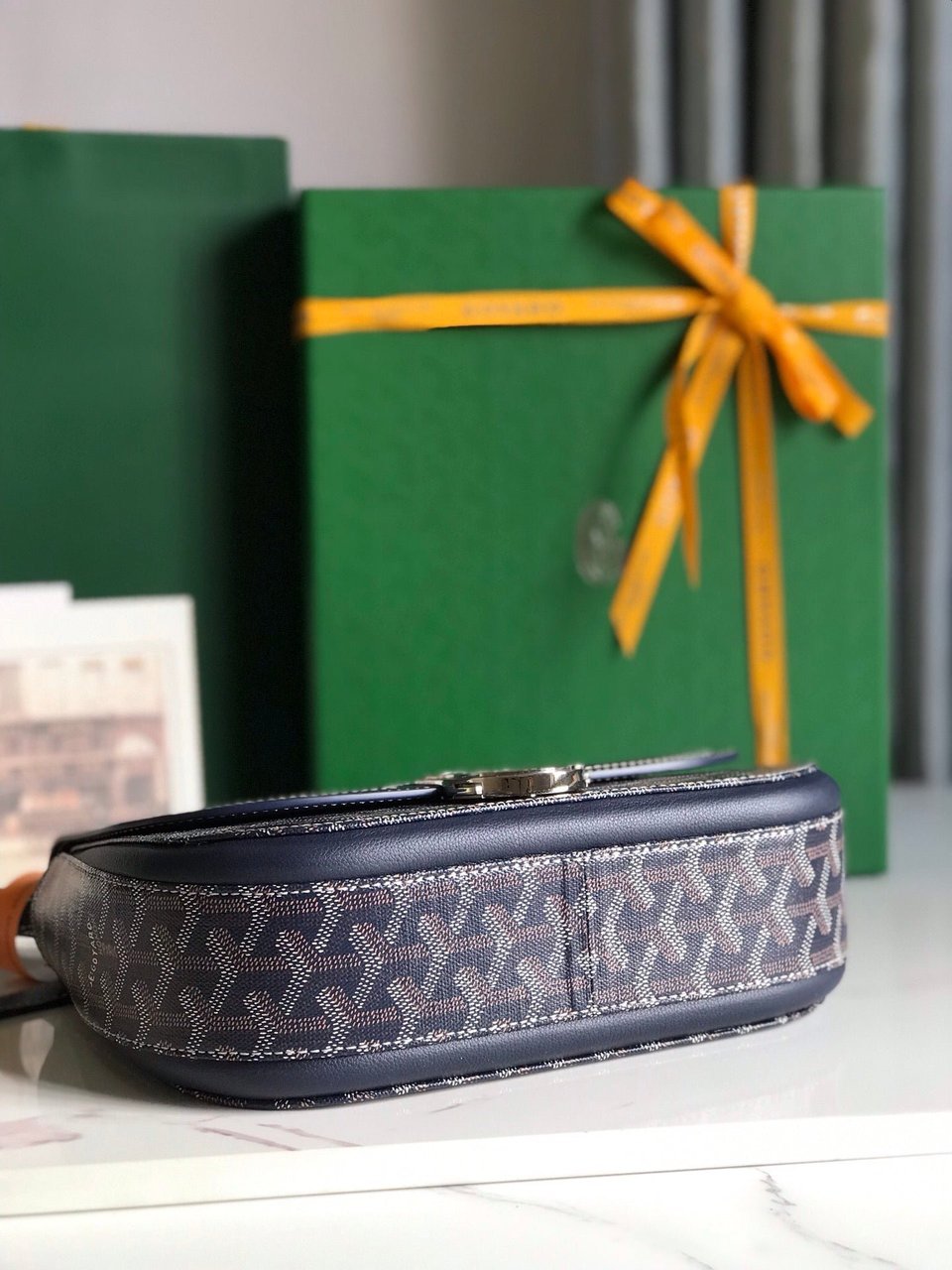 Goyard 233 Bag 25 Cm Navy Blue Calfskin And Goyardine Canvas 25cm view 10