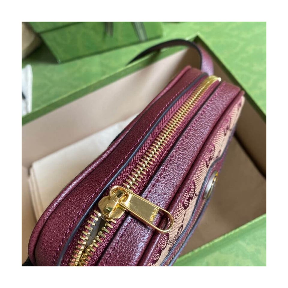 Gucci Ophidia Mini Bag With Web Burgundy view 9