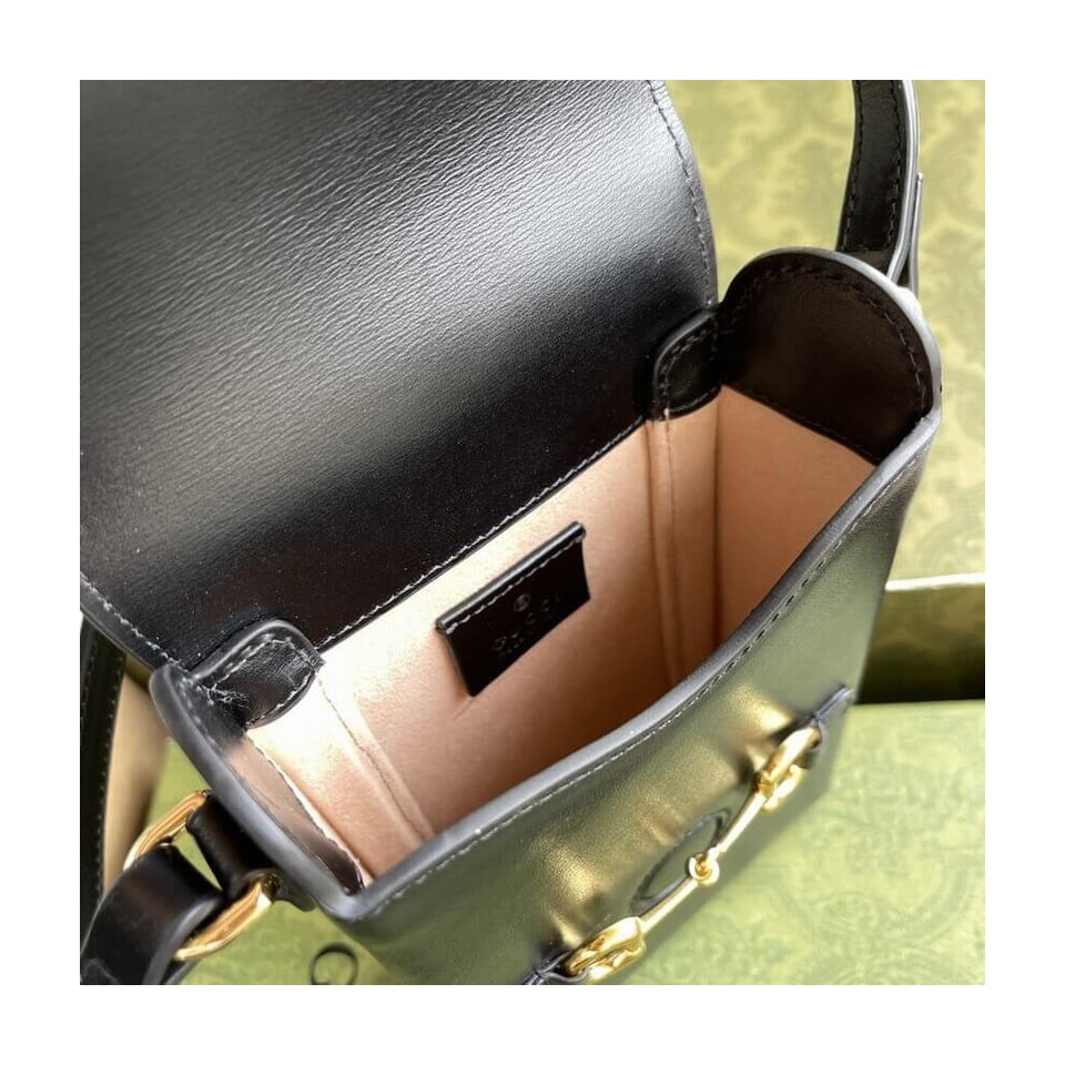 Gucci Horsebit 1955 Mini Bag in Black Leather view 12