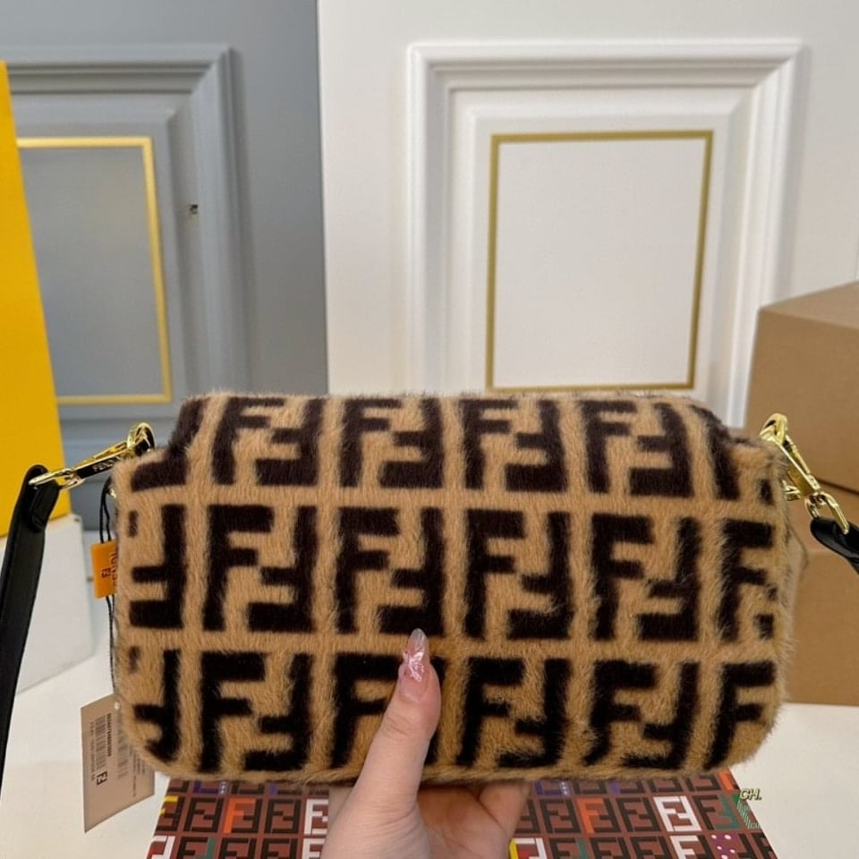Fendi Baguette Sheepskin Bag Brown 26Cm view 10