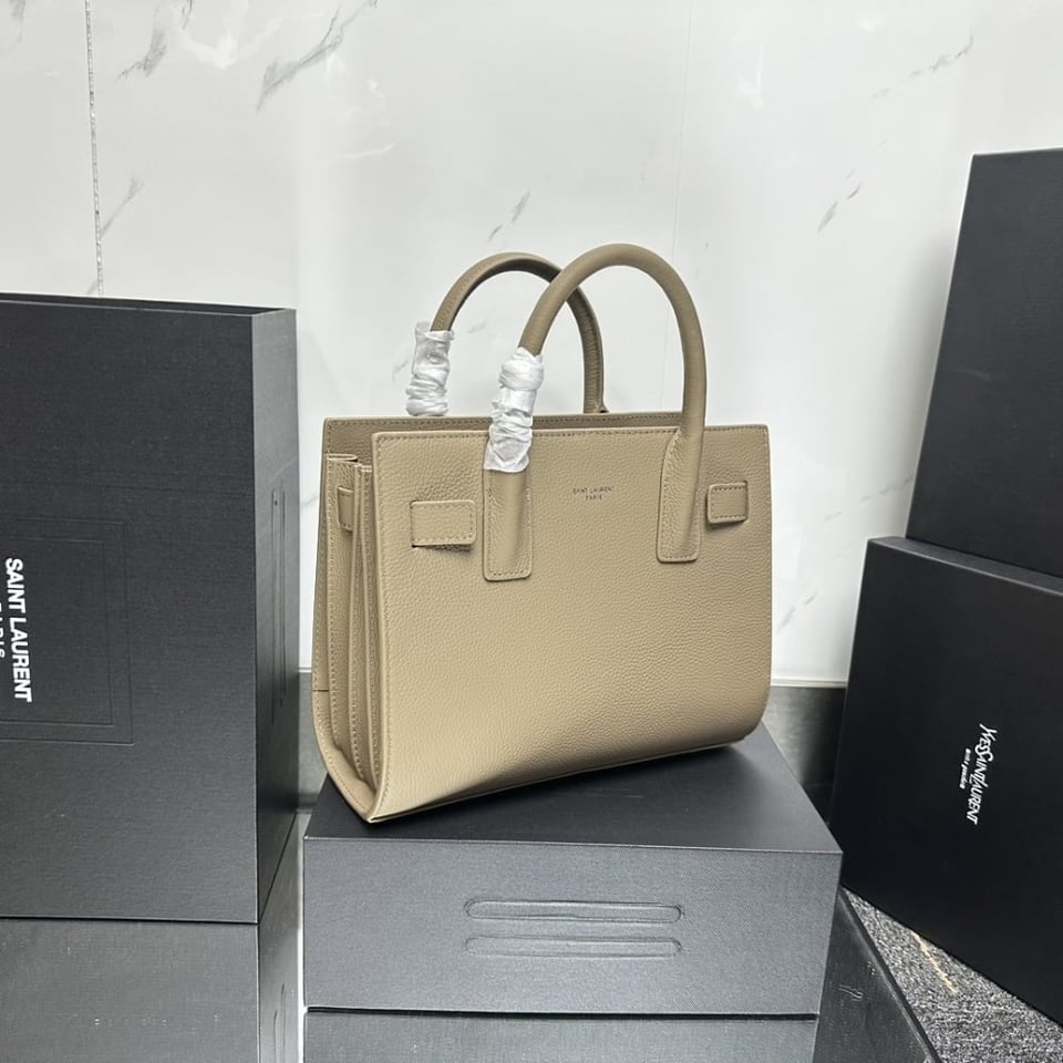 Saint Laurent Sac De Jour Small In Grained Leather Beige 26Cm view 9