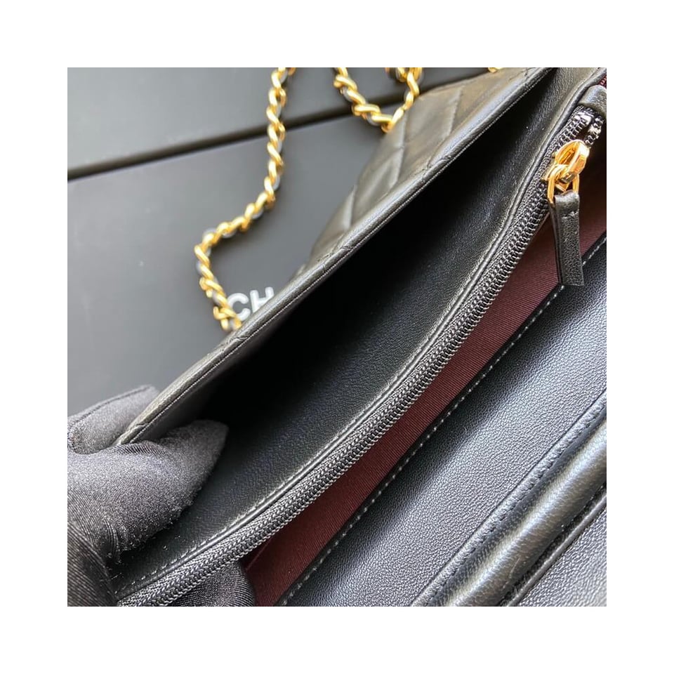 Chanel Lamb Wallet On Chain Woc Black 19cm view 13