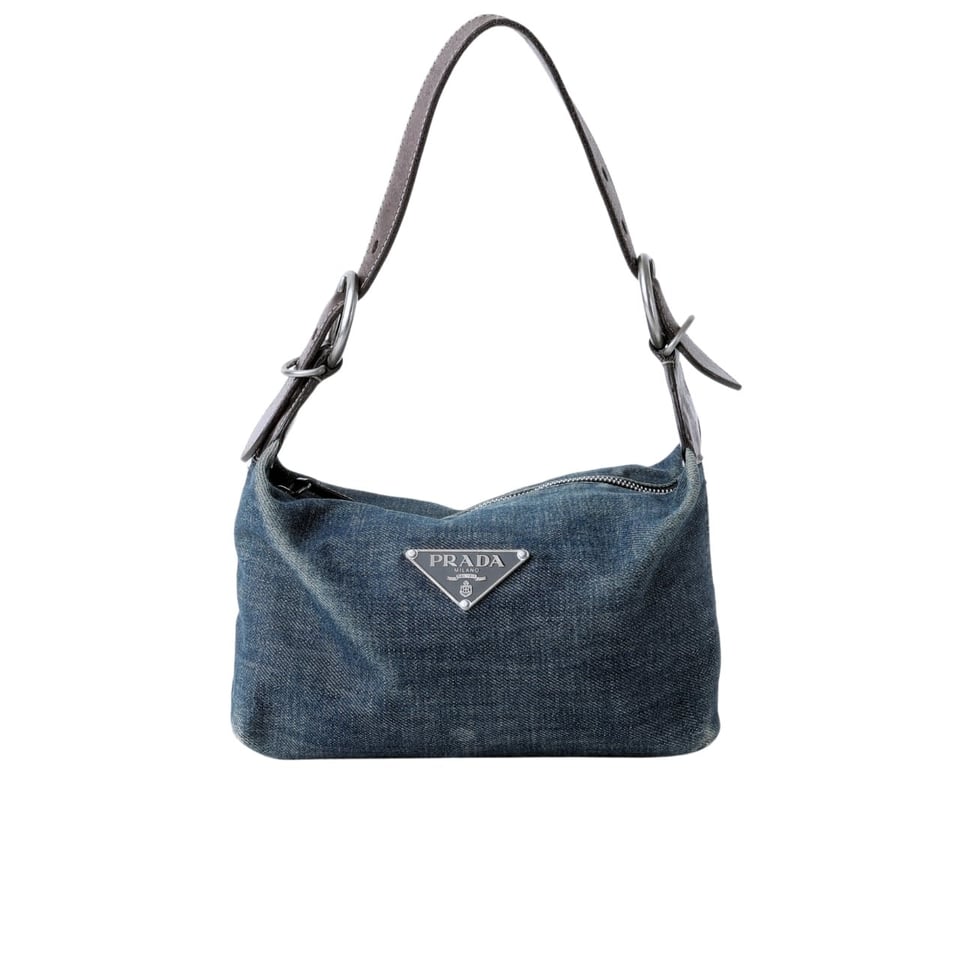 Prada Jeans Ring Shoulder Bag Denim Blue 25Cm view 2