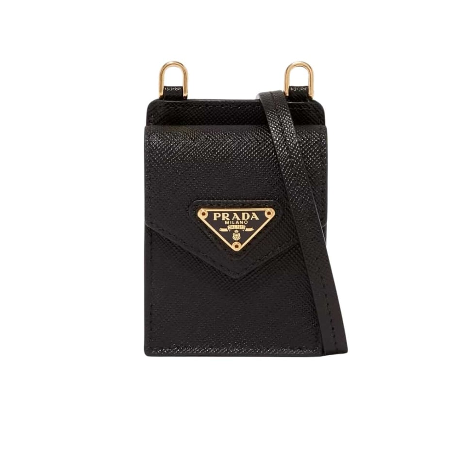 Prada Saffiano Leather Airpod Holder Black 17Cm view 2
