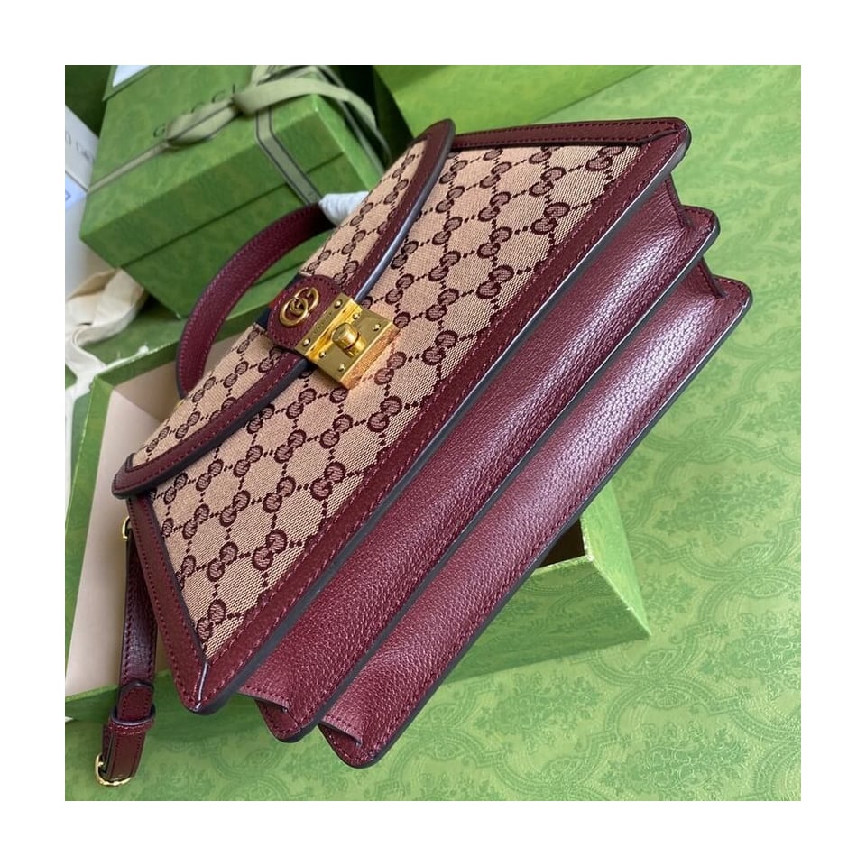 Gucci Ophidia Small Top Handle Bag With Web Burgundy view 4