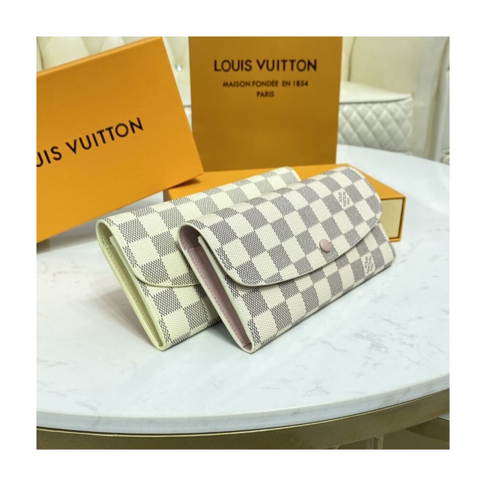 Louis Vuitton Damier Azur Emilie Wallet Pink view 12
