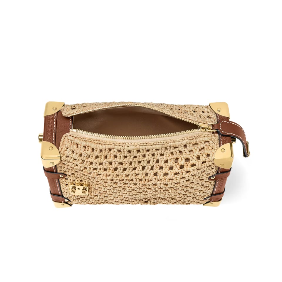 Louis Vuitton MM Side Trunk Bag 23.5cm/9.3in Natural Color/Brown Raffia Cloud M14405 view 3