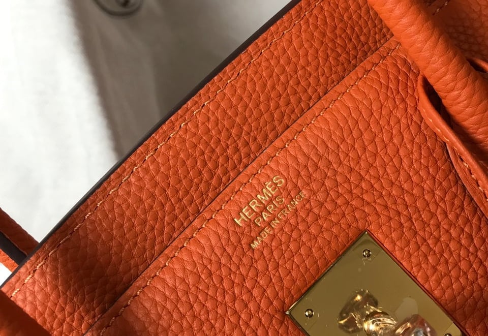 Hermes Birkin 35Cm Bag Orange Togo Gold Hardware view 8