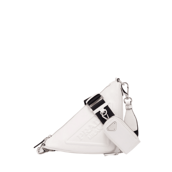 Prada Triangle Leather Mini Bag White 27Cm view 2