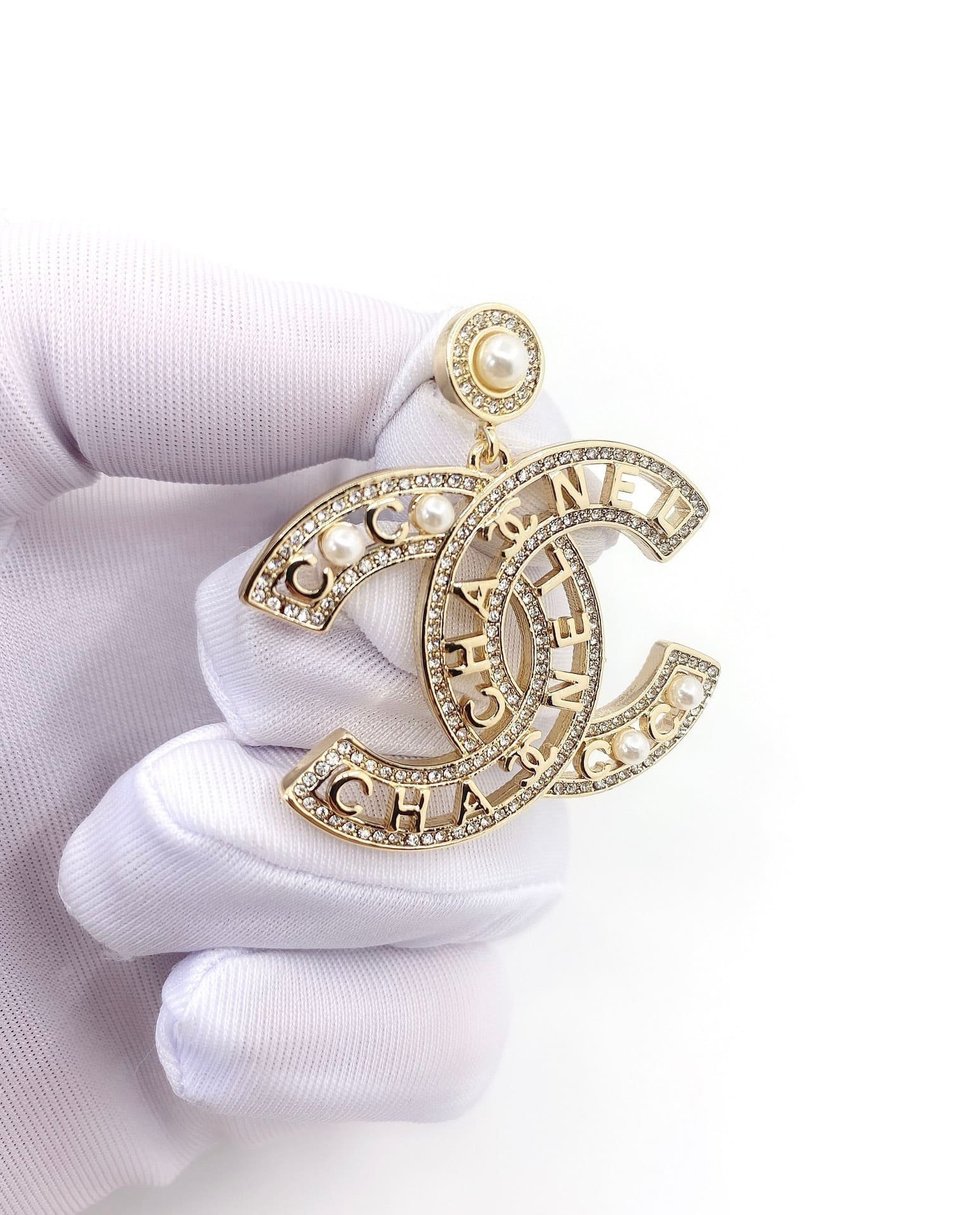 Chanel Cc Gold Earrings view 3