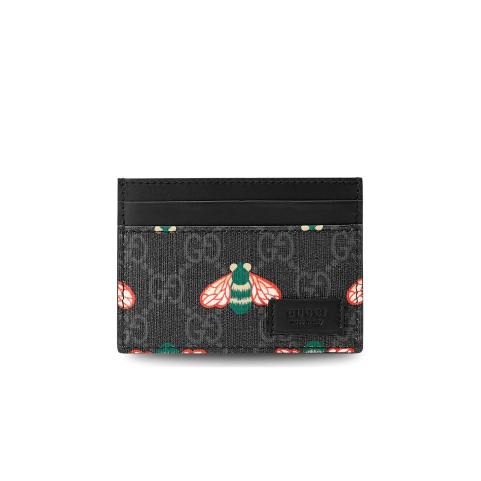 Gucci Card Case Black with Bees Signature 4in/10cm For Men view 2